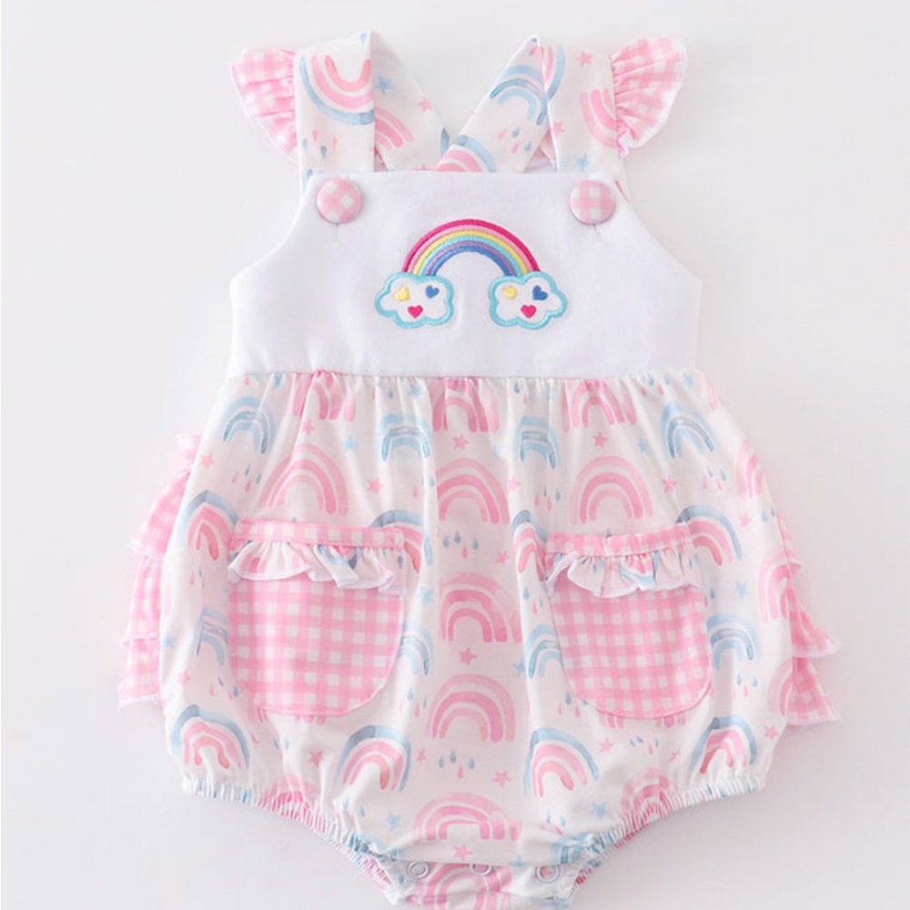Girls Rainbow Embroidered Bubble